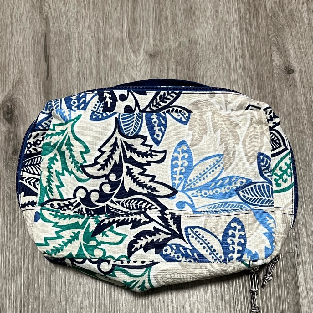 Vera Bradley Green and Blue Leaf Pattern Cosmetic/Organizer Bag - Picture 6 of 7